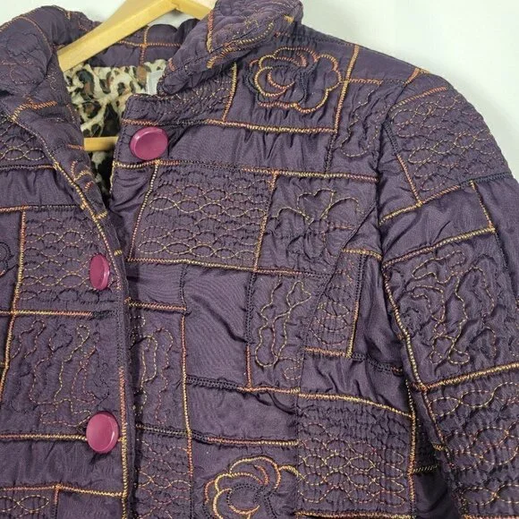 Sun Light Made in Italy Women's Quilted Gold/Purple Jacket Size Medium - Picture 6 of 10